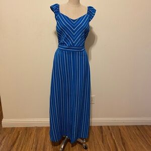 Monteau Blue Maxi Sundress with Flutter Sleeves and Sweetheart Neckline